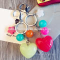 latest cheap multi color heart shape custom acrylic keychain